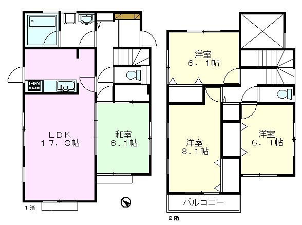Floor plan. (4 Building), Price 47,800,000 yen, 4LDK, Land area 142.57 sq m , Building area 102.68 sq m