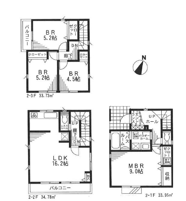 Floor plan. (Building 2), Price 41,800,000 yen, 4LDK, Land area 90.12 sq m , Building area 102.46 sq m