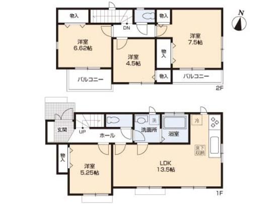Floor plan. 33,800,000 yen, 4LDK, Land area 125.19 sq m , Building area 88.18 sq m floor plan