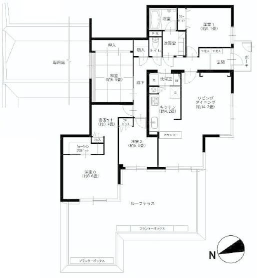 Floor plan. 4LDK+S, Price 35,800,000 yen, Footprint 111.37 sq m , Balcony area 37.49 sq m