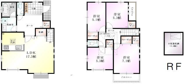 Floor plan. (22 Building), Price 39,300,000 yen, 4LDK, Land area 126.38 sq m , Building area 100.2 sq m