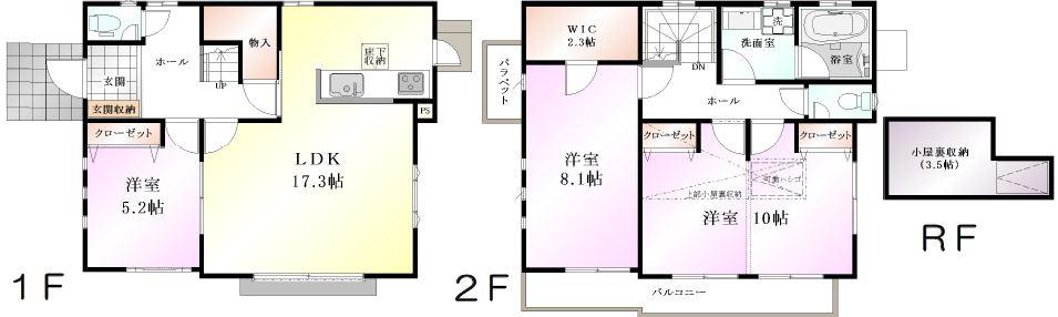 Floor plan. (14 Building), Price 34 million yen, 3LDK, Land area 125.6 sq m , Building area 100.2 sq m