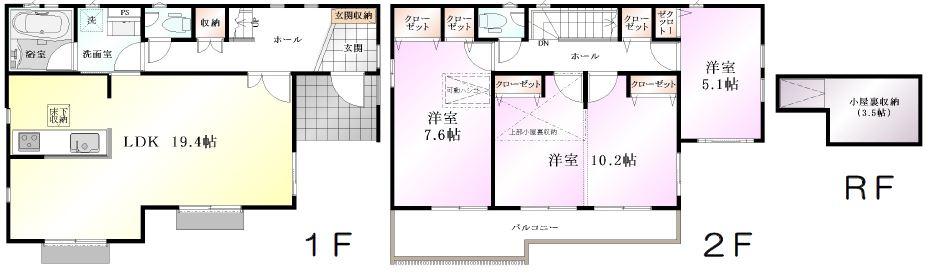 Floor plan. (31 Building), Price 37,800,000 yen, 3LDK, Land area 125.63 sq m , Building area 100.19 sq m