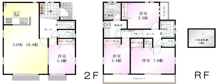 Floor plan. (34 Building), Price 35,800,000 yen, 4LDK, Land area 125.56 sq m , Building area 100.2 sq m