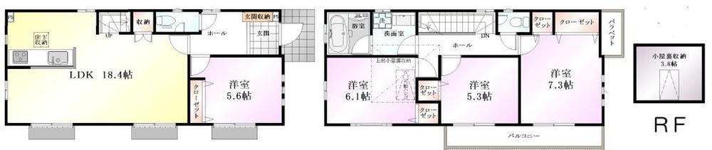 Floor plan. (30 Building), Price 36,800,000 yen, 4LDK, Land area 125.38 sq m , Building area 100.02 sq m