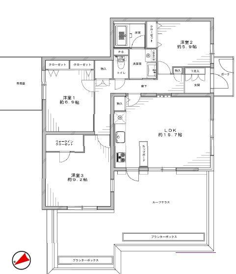 Floor plan. 3LDK, Price 32,800,000 yen, Footprint 89.1 sq m , Balcony area 34.54 sq m