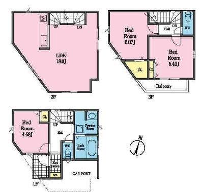 Floor plan. (9 Building), Price 32,800,000 yen, 3LDK, Land area 62.01 sq m , Building area 90.04 sq m