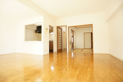 Living and room. Stylish counter kitchen! You can also dishes while talking!