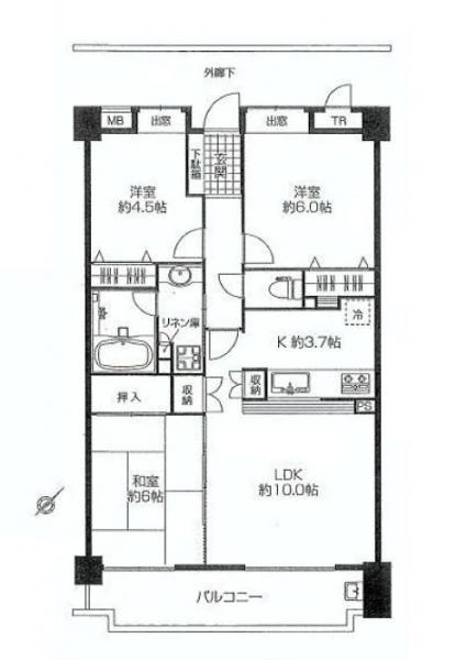 Floor plan. 3LDK, Price 30,490,000 yen, Occupied area 67.02 sq m , Balcony area 9.11 sq m