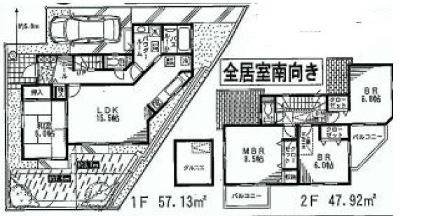 Floor plan. (5 Building), Price 34,800,000 yen, 4LDK, Land area 133.2 sq m , Building area 105.05 sq m