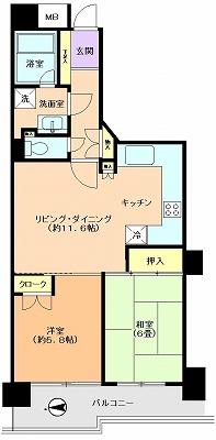 Floor plan. 2LDK, Price 18,800,000 yen, Footprint 53.5 sq m , Balcony area 7.35 sq m