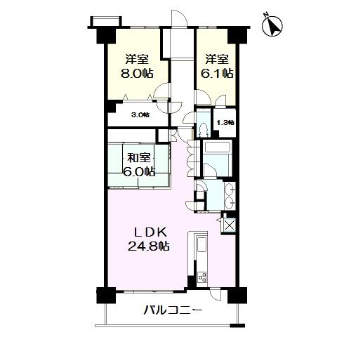 Floor plan. 3LDK, Price 35,900,000 yen, Footprint 103.11 sq m , LDK of balcony area 13.53 sq m large it is better per yang!