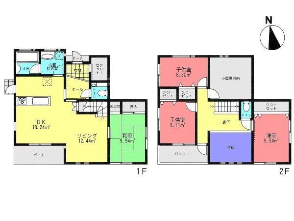 Floor plan. 41,800,000 yen, 4LDK, Land area 133.98 sq m , A Japanese-style room in the building area 103.92 sq m south-facing 4LDK.