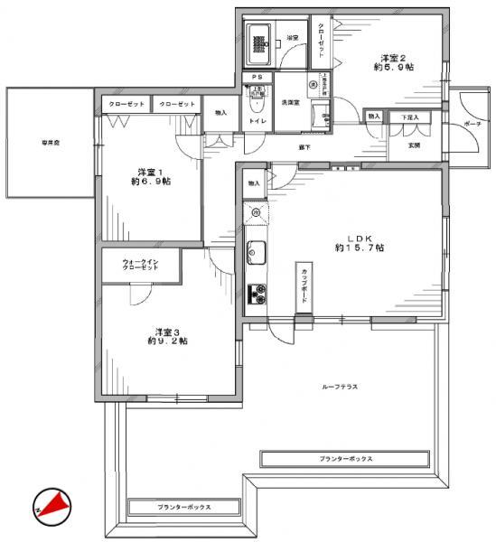 Floor plan. 3LDK, Price 32,800,000 yen, Footprint 89.1 sq m