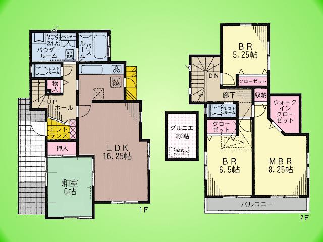 Floor plan. (1 Building), Price 41,800,000 yen, 4LDK, Land area 104.93 sq m , Building area 125.43 sq m