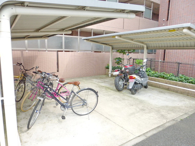 Other common areas. Bicycle parking lot with a roof