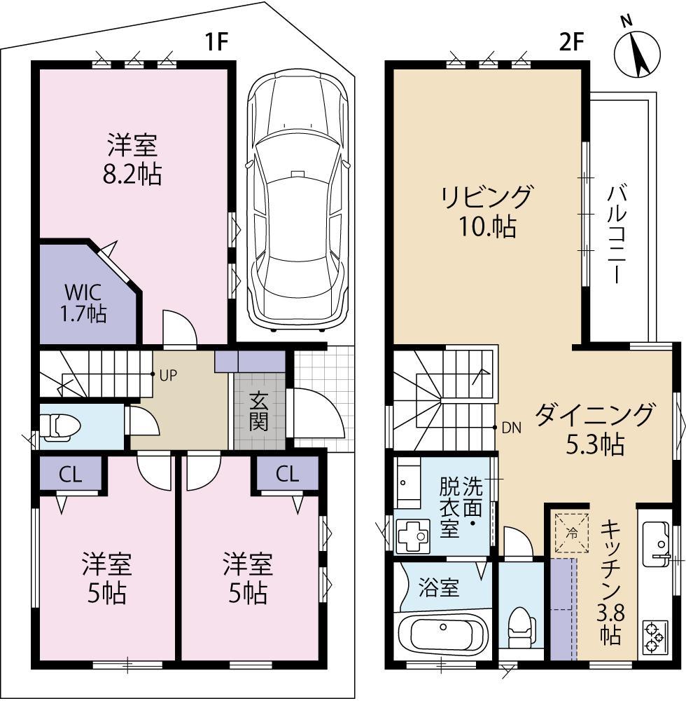 Floor plan. 37,800,000 yen, 3LDK, Land area 81.35 sq m , Building area 86.73 sq m is a floor plan with an emphasis on brightness and airy!