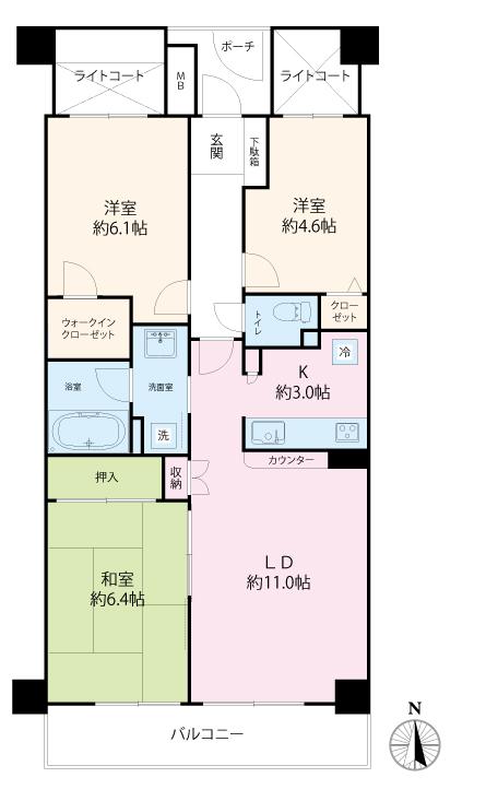 Floor plan. 3LDK, Price 25,800,000 yen, Footprint 67.5 sq m , Balcony area 7.2 sq m