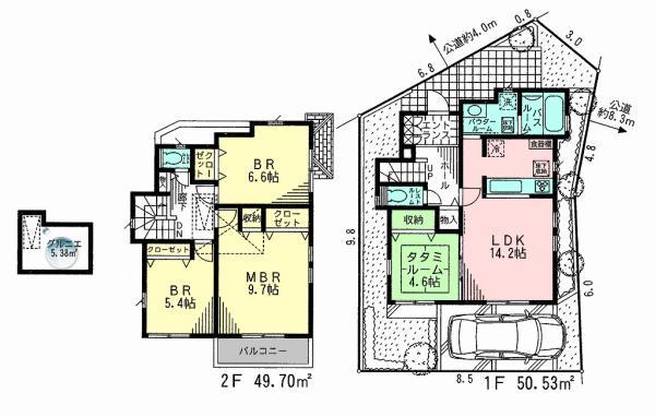 Floor plan. 42,800,000 yen, 4LDK, Land area 101.49 sq m , Building area 100.23 sq m