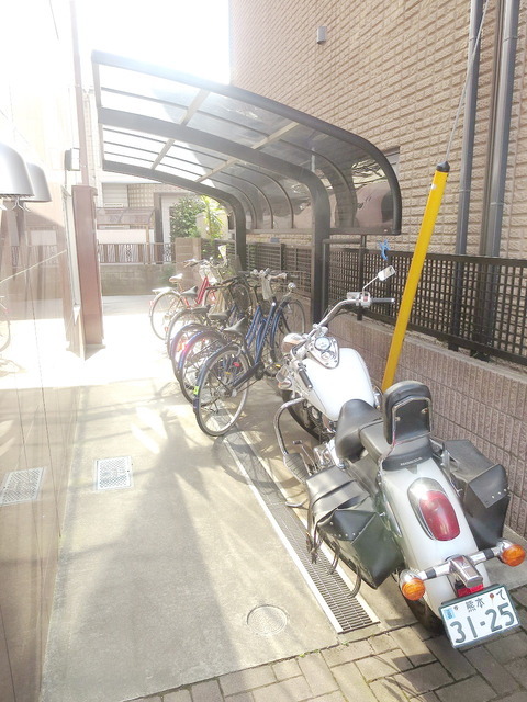 Other common areas. Bicycle parking lot with a roof