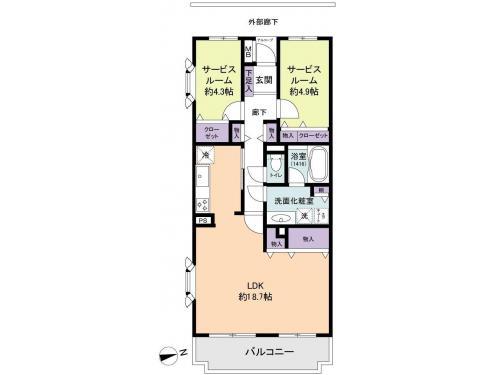 Floor plan. 1LDK, Price 27,800,000 yen, Footprint 68.5 sq m , Balcony area 7.55 sq m Mato will be the LDK + 2S.