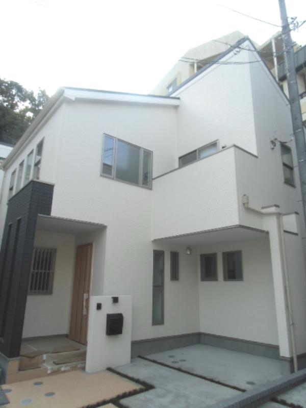 Local appearance photo. Face-to-face kitchen type newly built single-family two-story! It is a flat location from the station.