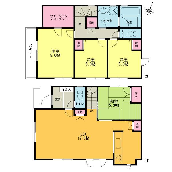 Floor plan. (Building 2), Price 46,380,000 yen, 4LDK, Land area 111.12 sq m , Building area 99.77 sq m