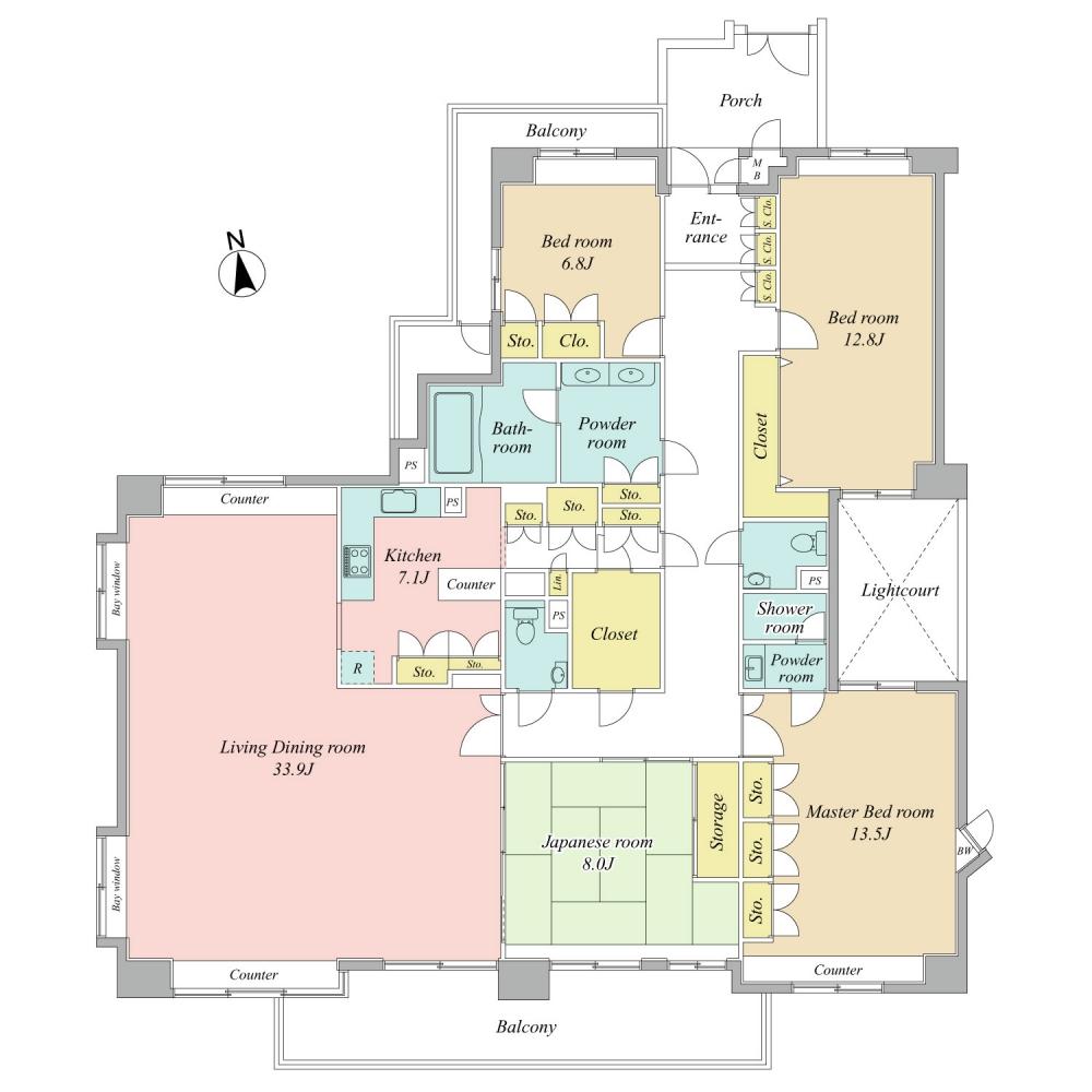Floor plan. 4LDK + 2S (storeroom), Price 39,800,000 yen, Footprint 198.76 sq m , Balcony area 25.81 sq m
