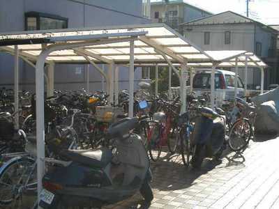 Other common areas. On-site bicycle parking lot with a roof