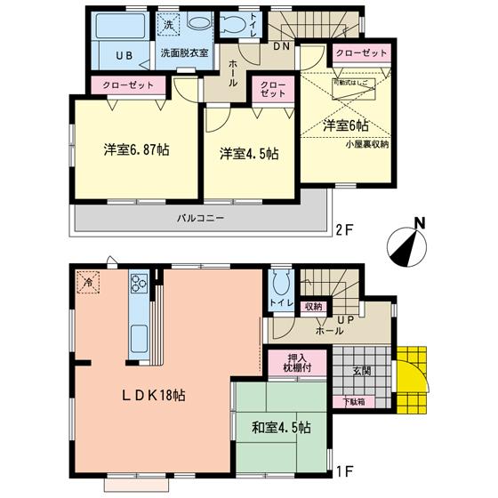 Floor plan. (Building 2), Price 39,800,000 yen, 4LDK, Land area 100.2 sq m , Building area 96.15 sq m
