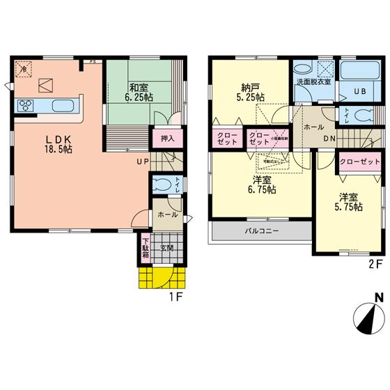 Floor plan. (6 Building), Price 40,800,000 yen, 4LDK, Land area 101.29 sq m , Building area 95.26 sq m