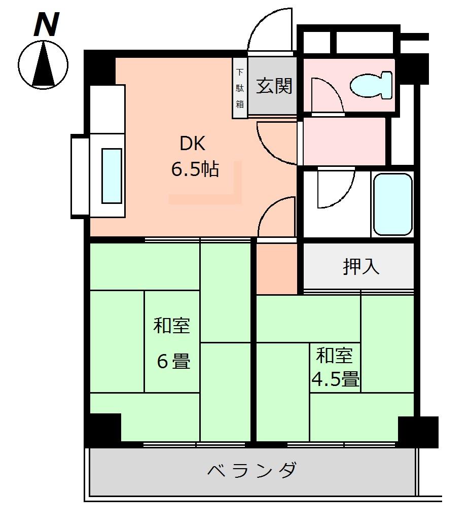 Floor plan. 2DK, Price 10.8 million yen, Footprint 37.8 sq m , Balcony area 5 sq m