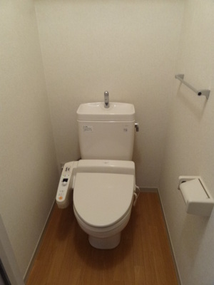 Toilet. With Washlet! Convenience has a towel rack