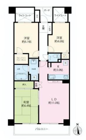 Floor plan. 3LDK, Price 25,800,000 yen, Footprint 67.5 sq m , Per balcony area 7.2 sq m south-facing, Good per yang.