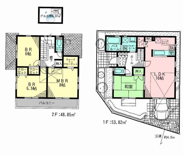 Floor plan. 40,800,000 yen, 4LDK, Land area 101.83 sq m , Building area 121.09 sq m