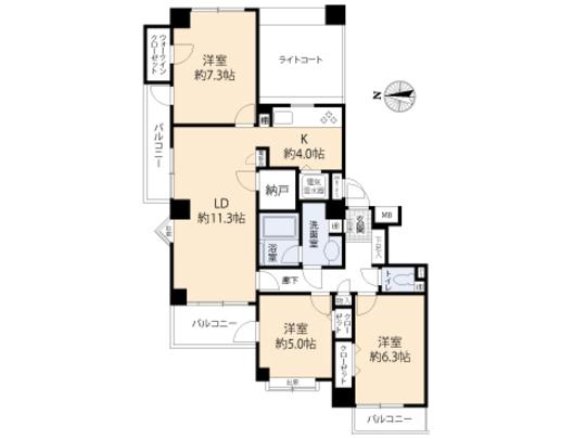 Floor plan. 3LDK, Price 29,900,000 yen, Occupied area 78.88 sq m , Balcony area 10.85 sq m floor plan