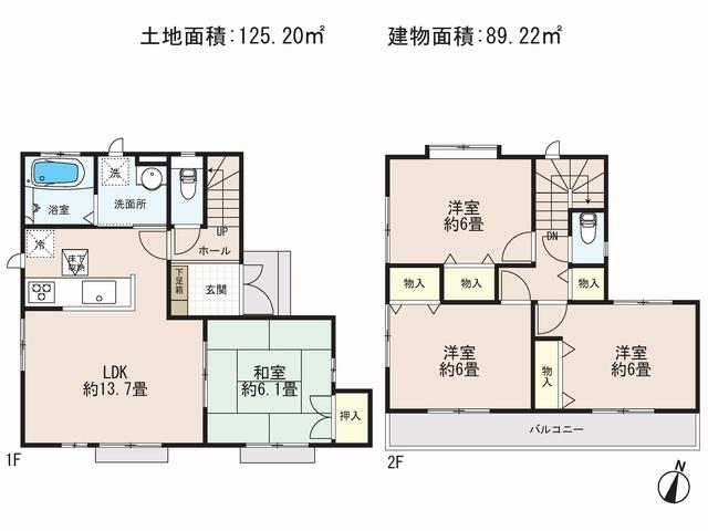 Floor plan. (A Building), Price 37,800,000 yen, 4LDK, Land area 125.2 sq m , Building area 89.22 sq m