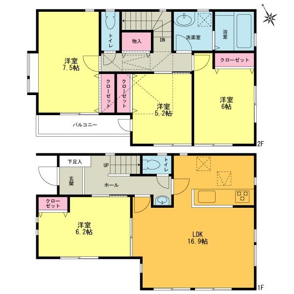 Floor plan. (14 Building), Price 41,300,000 yen, 4LDK, Land area 86.43 sq m , Building area 99.57 sq m