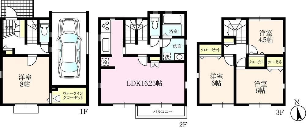 Floor plan. (4 Building), Price 47,800,000 yen, 4LDK, Land area 70.11 sq m , Building area 120.89 sq m