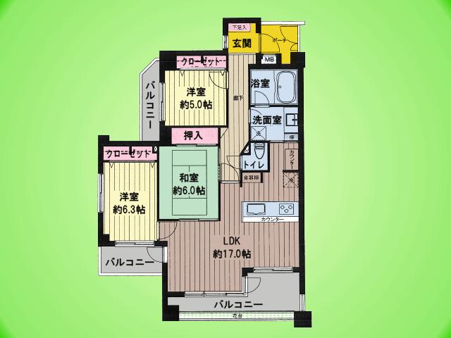 Floor plan. 3LDK, Price 31,800,000 yen, Occupied area 83.62 sq m , Is also safe person family is often on the balcony area 16.54 sq m large 3LDK ☆
