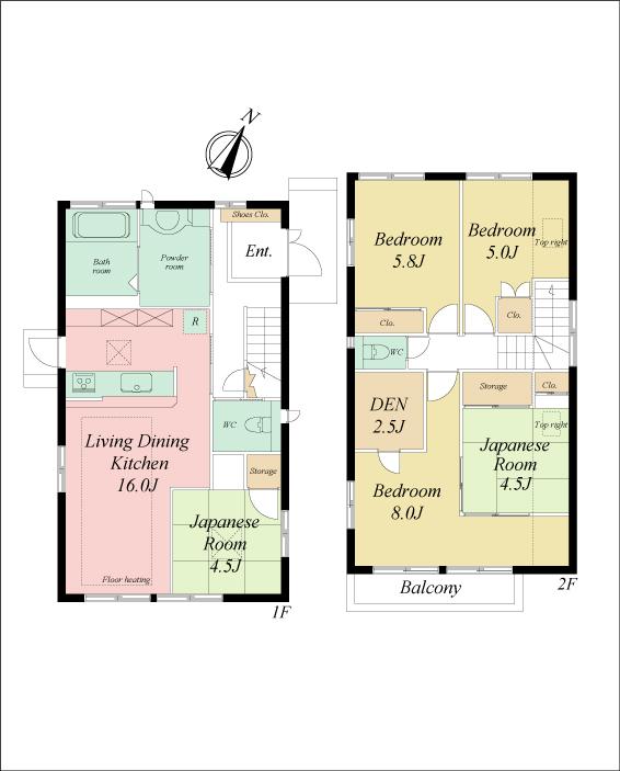 Floor plan. 49,800,000 yen, 4LDK + S (storeroom), Land area 117.92 sq m , 4SLDK of building area 107.94 sq m total floor area of about 32.6 square meters