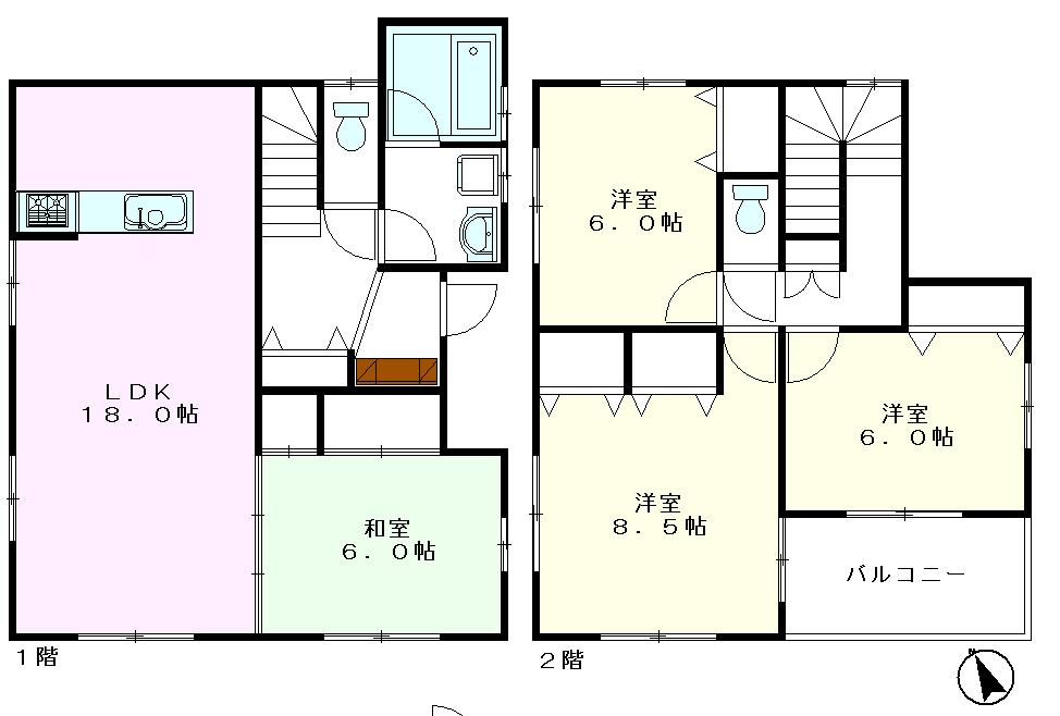 Building plan example (floor plan). Building plan example (1 compartment) 4LDK, Land price 28.8 million yen, Land area 147.09 sq m , Building price 16 million yen, Building area 106.34 sq m
