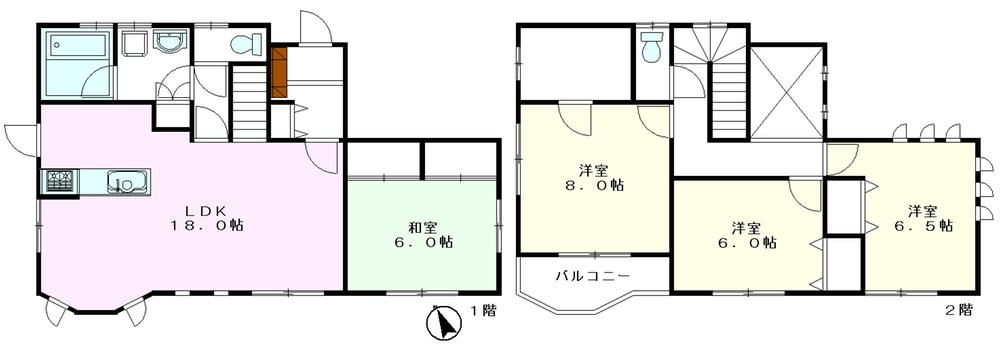 Building plan example (floor plan). Building plan example (two-compartment) 4LDK, Land price 28.8 million yen, Land area 173.73 sq m , Building price 16 million yen, Building area 106.3 sq m