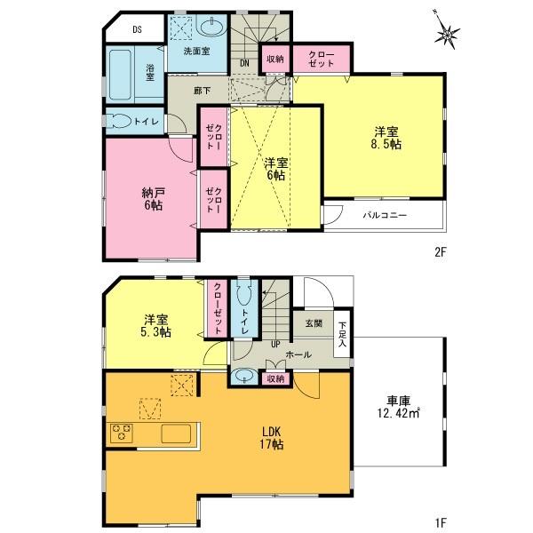 Floor plan. 42,800,000 yen, 3LDK+S, Land area 87.08 sq m , Building area 115.71 sq m