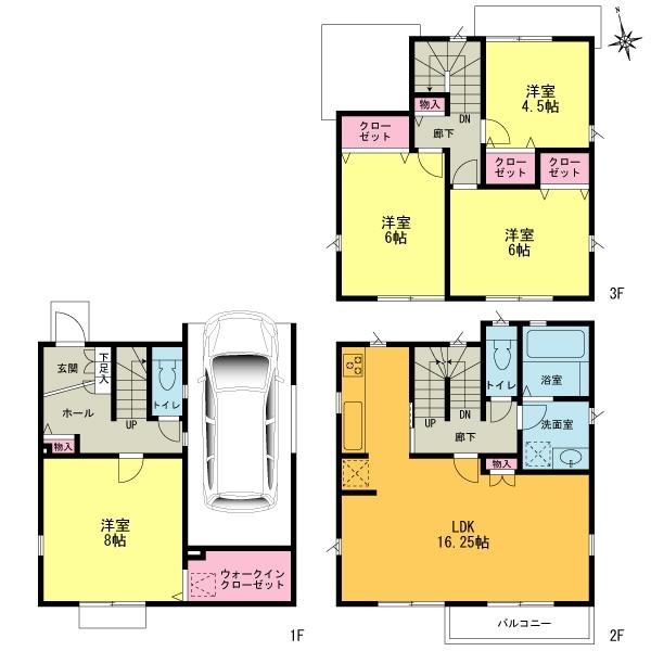 Floor plan. (4 Building), Price 47,800,000 yen, 4LDK, Land area 70.11 sq m , Building area 105.99 sq m