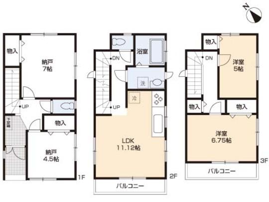 Floor plan. 35,800,000 yen, 2LDK, Land area 83.51 sq m , Building area 91.08 sq m floor plan