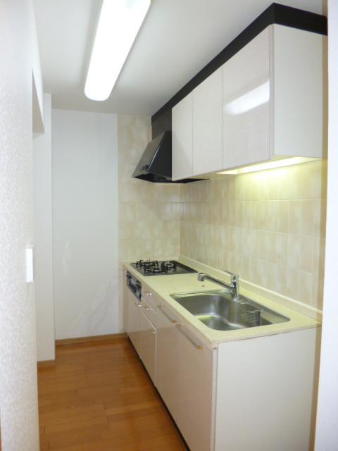 Kitchen. 3-burner stove in the kitchen. It is with a water purifier.