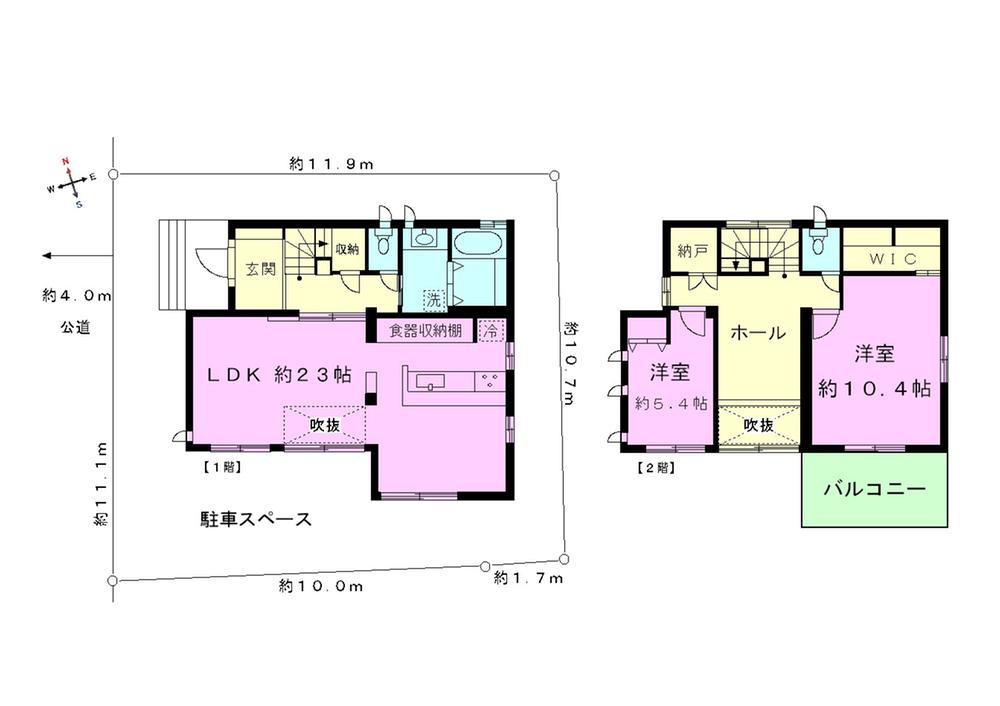 Floor plan. 35,800,000 yen, 2LDK, Land area 129.81 sq m , Building area 103.88 sq m