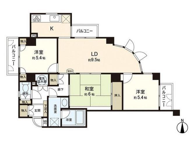 Floor plan. 3LDK, Price 24,800,000 yen, Occupied area 72.31 sq m , Balcony area 7.35 sq m