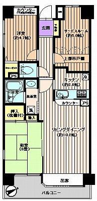 Floor plan. 2LDK, Price 24,800,000 yen, Occupied area 61.52 sq m , Balcony area 7.76 sq m